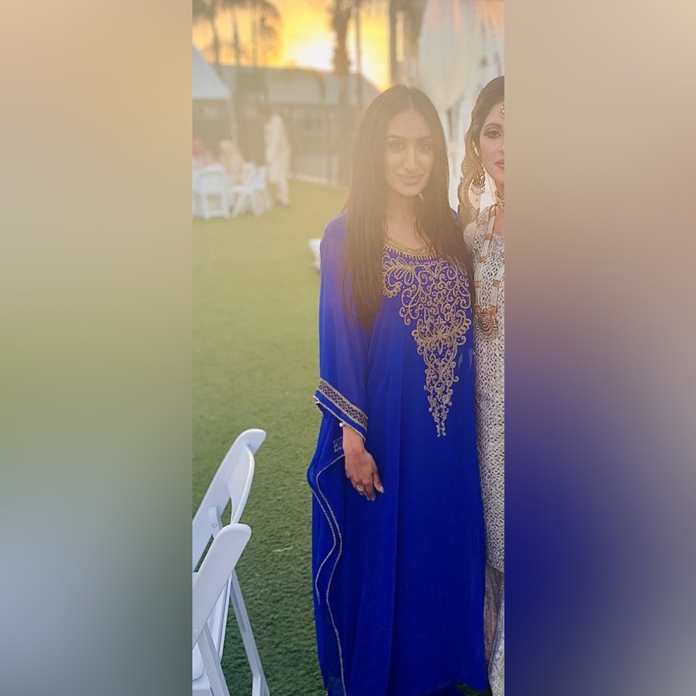 Royal blue kaftan with gold embellishments dress maxi